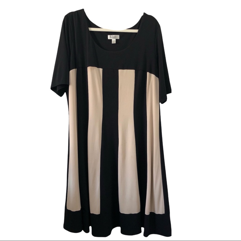 DRESS BARN A-line Swingy Above Knee Dress Sz 18 Blk/Tan
